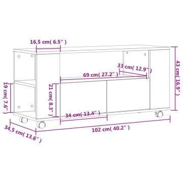 TV Cabinet Concrete Grey 102x34.5x43 cm Engineered Wood