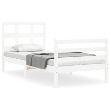 Bed Frame with Headboard White 90x200 cm Solid Wood