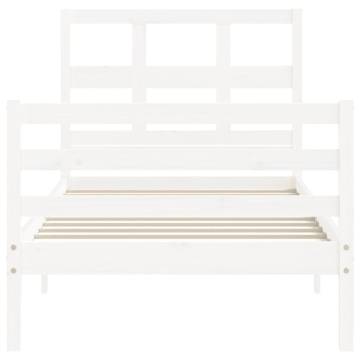 Bed Frame with Headboard White 90x200 cm Solid Wood