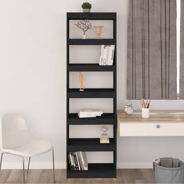 Book Cabinet/Room Divider Black 60x30x199.5 cm Solid Wood Pine