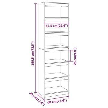 Book Cabinet/Room Divider Black 60x30x199.5 cm Solid Wood Pine