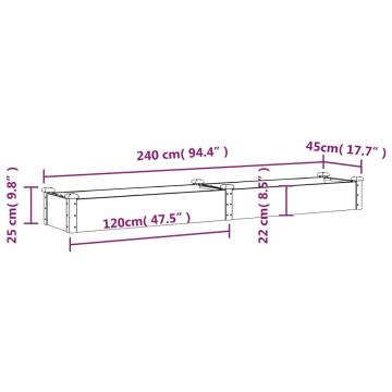 Garden Raised Bed with Liner Brown 240x45x25 cm Solid Wood Fir