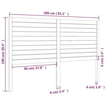 Bed Headboard 206x4x100 cm Solid Wood Pine