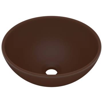 Luxury Bathroom Basin Round Matt Dark Brown 32.5x14 cm Ceramic