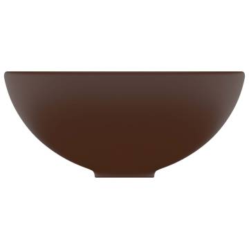 Luxury Bathroom Basin Round Matt Dark Brown 32.5x14 cm Ceramic