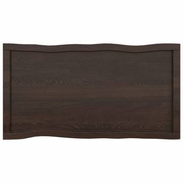 Table Top Dark Brown 100x50x(2-4) cm Treated Solid Wood Live Edge