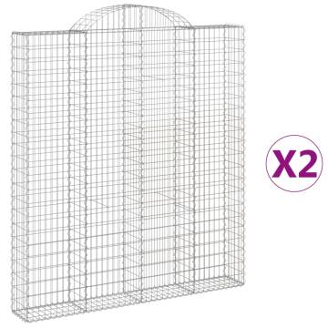 Arched Gabion Baskets 2 pcs 200x30x220/240 cm Galvanised Iron