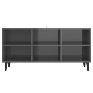 TV Cabinet with Metal Legs High Gloss Grey 103.5x30x50 cm