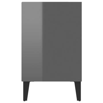 TV Cabinet with Metal Legs High Gloss Grey 103.5x30x50 cm