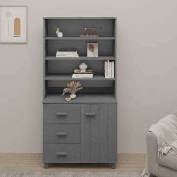 Highboard HAMAR Solid Wood Pine Dark Grey