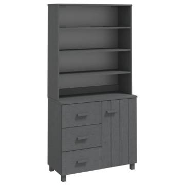 Highboard HAMAR Solid Wood Pine Dark Grey