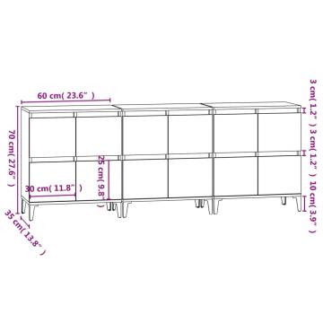 Sideboards 3 pcs Grey Sonoma 60x35x70 cm Engineered Wood