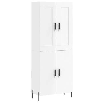 Highboard High Gloss White 69.5x34x180 cm Engineered Wood