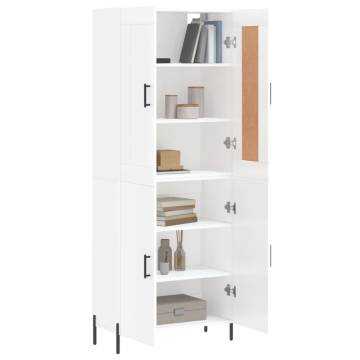 Highboard High Gloss White 69.5x34x180 cm Engineered Wood