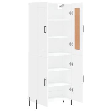 Highboard High Gloss White 69.5x34x180 cm Engineered Wood