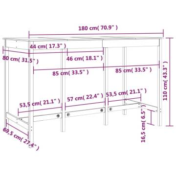 Bar Table 180x80x110 cm Solid Wood Pine