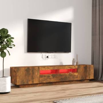 2 Piece TV Cabinet Set with LED Lights Smoked Oak Engineered Wood