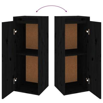 TV Cabinets 2 pcs Black Solid Wood Pine