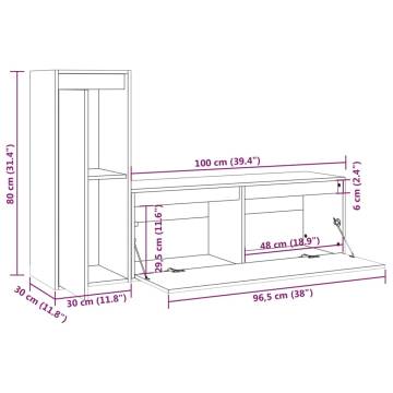 TV Cabinets 2 pcs Black Solid Wood Pine