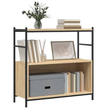 Bookshelf Sonoma Oak 80x30x78.5 cm Engineered Wood and Iron