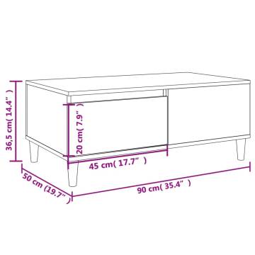 Coffee Table Black 90x50x36.5 cm Engineered Wood