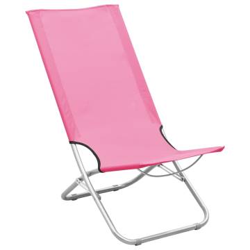 Folding Beach Chairs 2 pcs Pink Fabric