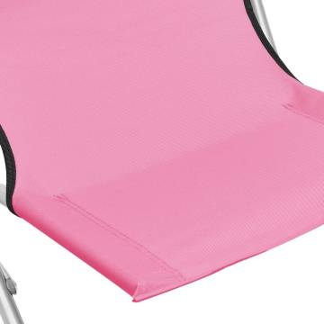 Folding Beach Chairs 2 pcs Pink Fabric