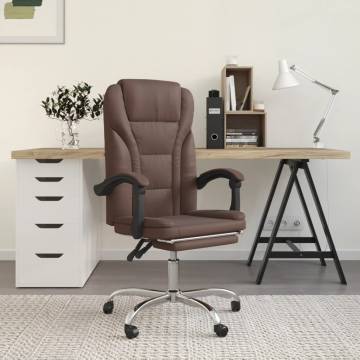 Reclining Office Chair Brown Faux Leather