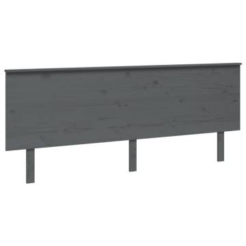 Bed Headboard Grey 204x6x82.5 cm Solid Wood Pine