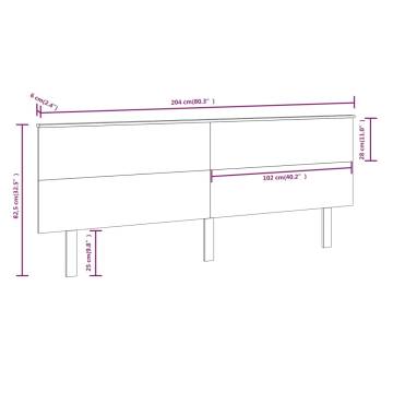 Bed Headboard Grey 204x6x82.5 cm Solid Wood Pine