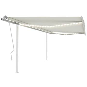 Manual Retractable Awning with LED 4x3 m Cream