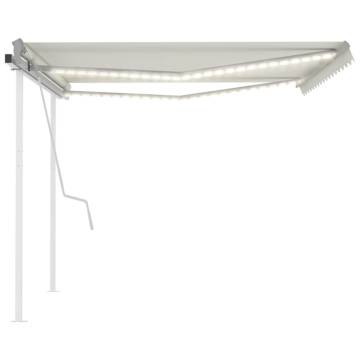 Manual Retractable Awning with LED 4x3 m Cream