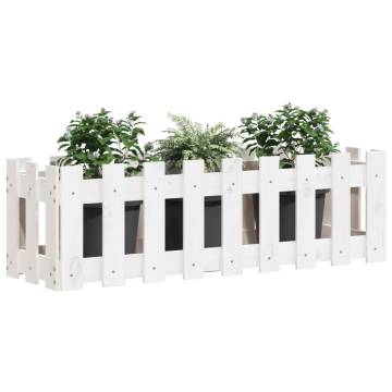 Garden Raised Bed with Fence Design White 100x30x30 cm Solid Wood Pine