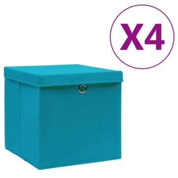 Storage Boxes with Covers 4 pcs 28x28x28 cm Baby Blue