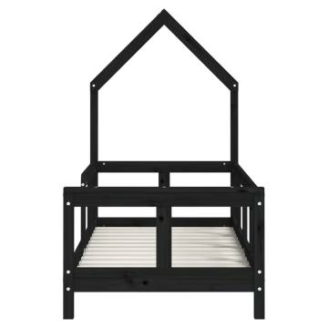 Kids Bed Frame Black 70x140 cm Solid Wood Pine