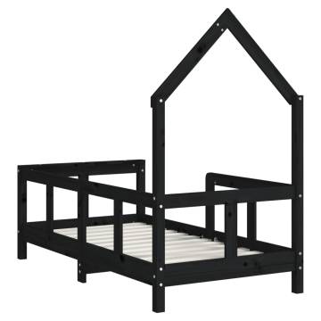 Kids Bed Frame Black 70x140 cm Solid Wood Pine