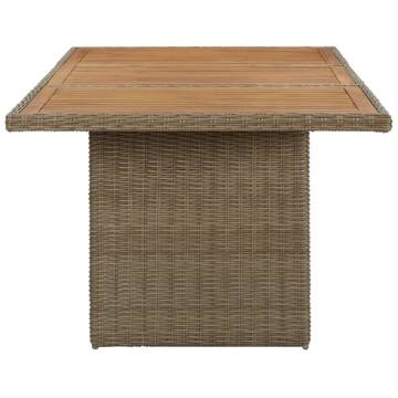 Garden Dining Table Brown 200x100x74 cm Poly Rattan