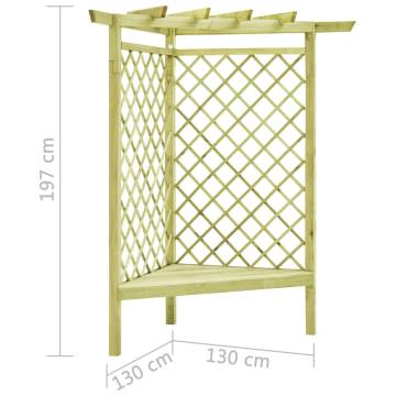 Corner Pergola with Seat 130x130x197 cm Impregnated Pinewood