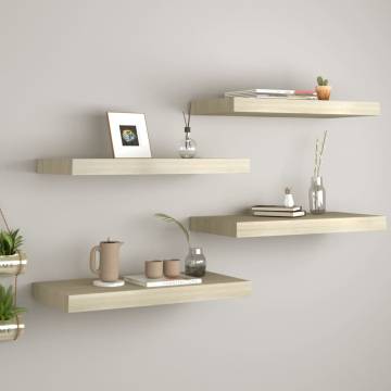 Floating Wall Shelves 4 pcs Oak 50x23x3.8 cm MDF