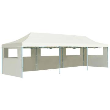 Folding Pop-up Party Tent with 5 Sidewalls 3x9 m Cream