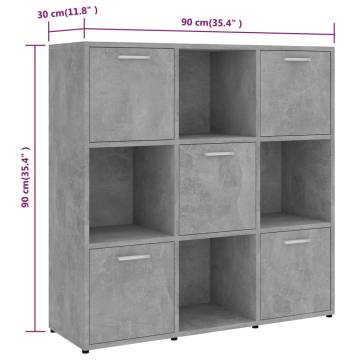 Book Cabinet Concrete Grey 90x30x90 cm Engineered Wood