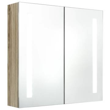 LED Bathroom Mirror Cabinet Oak 62x14x60 cm