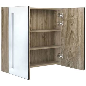 LED Bathroom Mirror Cabinet Oak 62x14x60 cm