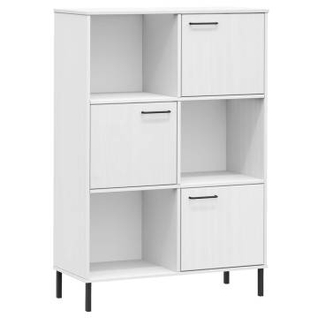 Bookcase with Metal Legs White 90x35x128.5 cm Solid Wood OSLO