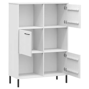 Bookcase with Metal Legs White 90x35x128.5 cm Solid Wood OSLO