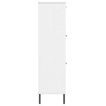 Bookcase with Metal Legs White 90x35x128.5 cm Solid Wood OSLO