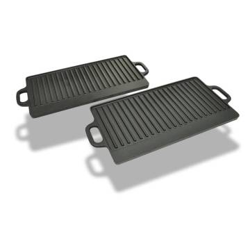 Grill Platter 2 pcs Cast Iron Reversible 38x23 cm