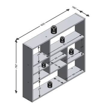 FMD Wall-mounted Shelf with 9 Compartments Concrete Grey