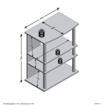 FMD TV/Hi-Fi Rack with 3 Compartments 65x40x79.2cm Oak Tree