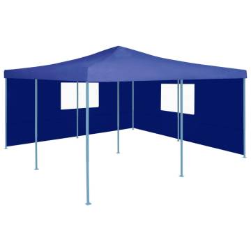 Folding Gazebo with 2 Sidewalls 5x5 m Blue